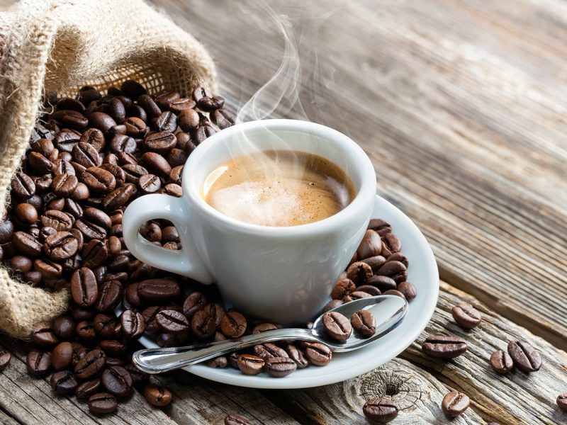 Hot coffee in a cup