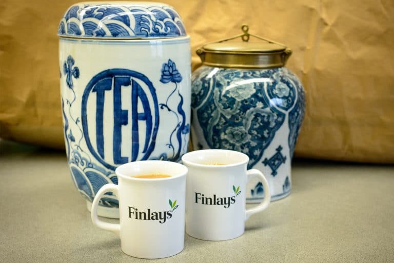 Finlays tea samples in mugs
