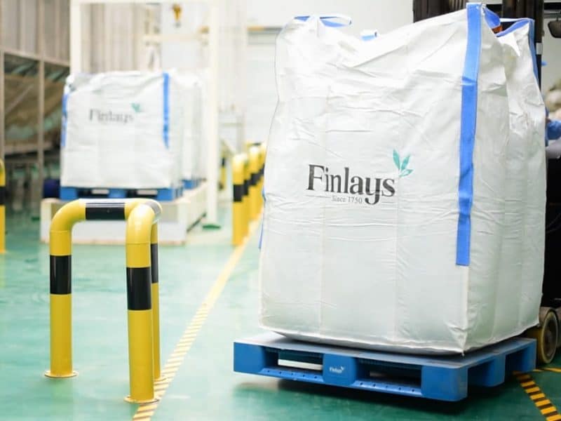 Finlays' Chinese tea packaged in large bag in Guizhou factory
