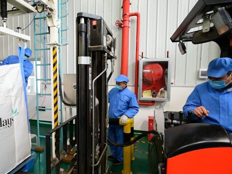 Finlays' employees working in Guizhou tea factory packing room