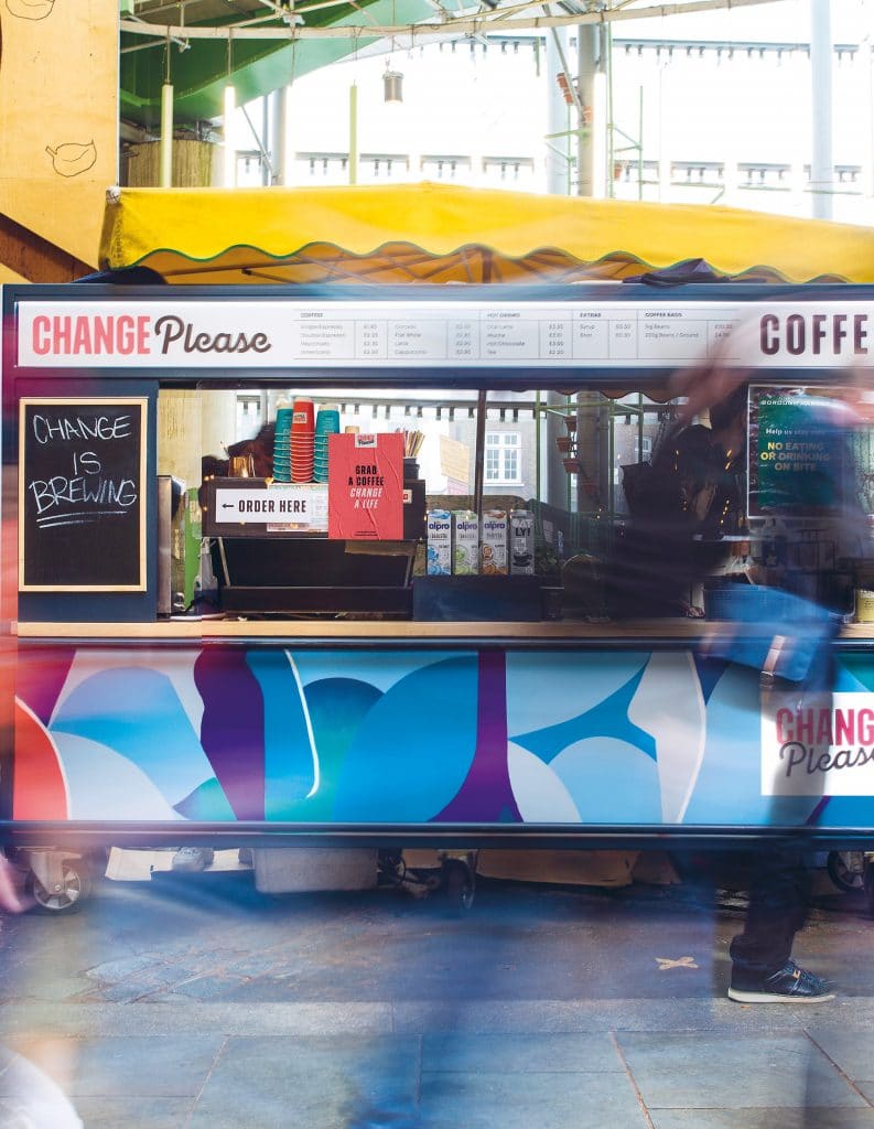 Change Please coffee charity kiosk